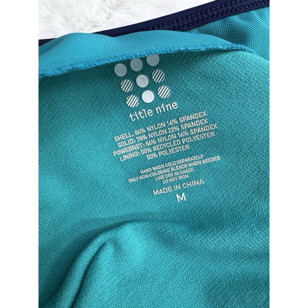Title Nine Sports Bra Padded Cups Adjustable Straps Blue Green Size Medium - Picture 6 of 7